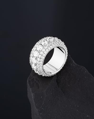 Bling Halo Stacking Ring for Men Women - 18k Gold Plated Stackable Cubic Zirconia Band - Created Diamond Iced Out Hip Hop Jewelry Gifts4