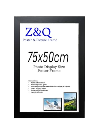 Z&Q Wall Poster Frames 75x50 cm Gallery Picture Photo Frames Solid MDF Wood Heavy Duty Shatter-Resistant Aclyric Living Room Bedroom Décor