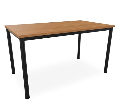 Schreibtisch u. Besprechungstisch mit schwarzem Tischgestell | Konferenztisch Bürotisch Computertisch Mehrzwecktisch Arbeitstisch PC-Tisch Homeoffice-Tisch (buche, 140 x 80 x 77,5 cm)