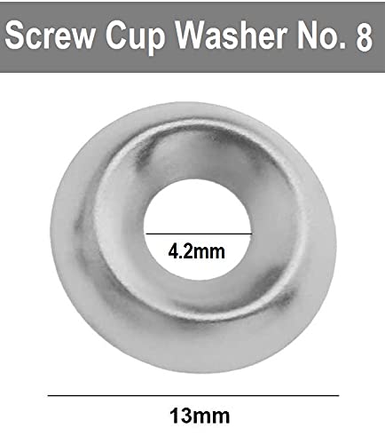 TERF® 100 Pcs Nickel Plated Screw Cup Washer Size No. 8 Countersunk Screw Surface Finishing Cup Washers Gauge Size No. 8g - Image 3