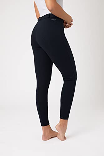 Horze Active Women's Horse Riding Silicone Grip Full Seat Breeches | Midrise Waist With Front Pocket - Peacoat Dark Blue - 28 #TOP1
