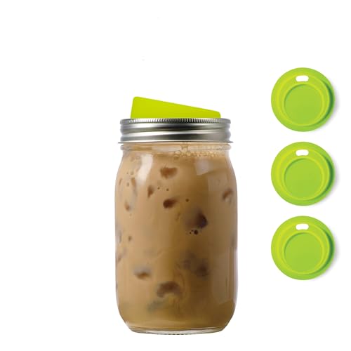 Jarware Green 82675 Wide Mouth Drink Lid, Set of 4, Without Straws