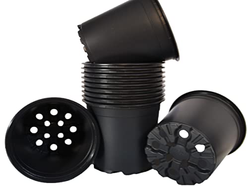 meindekoartikel 12 Pflanztöpfe Blumentöpfe schwarz/rund mit speziellen Boden und U-Rand aus Kunststoff ideal zur Anzucht und Aufzucht (Ø 17cm)