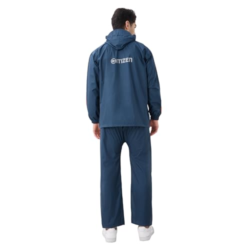 Image of Citizen Designer Rain Suit for Men, Special Slub Rubberized Fabric, Heavy PVC Coating, Heavy Duty Zipper, Reflective Back Print, Inbuilt Cap, Elastic Cuff, Designer Tapping Series