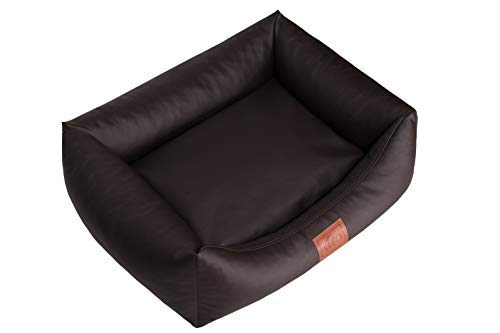 Leo4dog. Sofa Natalie. Hundebett, Kunstleder. Hundekissen. Hundesofa. 4 Größen (M 80x60 cm, Dunkelbraun)