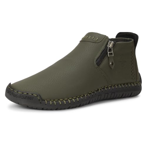 Image of Kraasa Men's Stylish Trendy Sneakers | High Tops Synthetic Side Zipper Casual Shoes | Ultra Soft Cushioned Insole | Airmix Sole Footwear