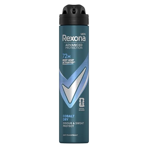 Rexona Men Deodorante spray anti-traspirante Advanced Protection Cobalt Dry con tecnologia Body Heat Activated, 200 ml