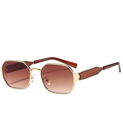 Lunettes de soleil en métal UV400 à monture irrégulière pour homme et femme style luxe petite taille
