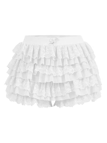 Polbik Women's Y2K Lace Ruffer Shorts Sexy Boyshorts Layered Pumpkin