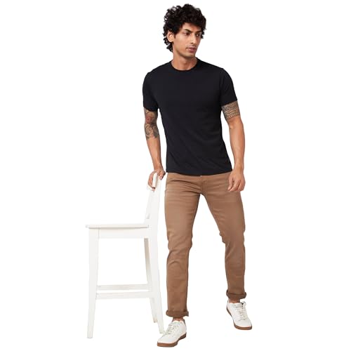 Image of Spykar Mid-Rise Regular Fit Brown Jeans for Men (Size: 34)-MDRO2BC034 Coffee Brown