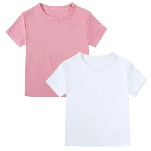 Image of Kids Tales Little Boys Girls Solid Color Short Sleeve Pullover T-Shirt | 12 Months - 4 Years, Round Neck, Solid Color, Short Sleeve, Soft Material, Casual Daily Wear, Sport Wear