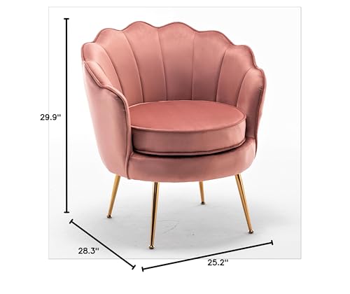 Velvetbarrelaccentchairwithscallopedsilhouetteandgoldmetallegsdecorativepiecesuitablefortraditionalmodernandcontemporaryspacesrose Urban Country Home Decor Velvet barrel accent chair with scalloped silhouette and gold metal legs decorative piece suitable for traditional modern and contemporary spaces rose urban country home decor