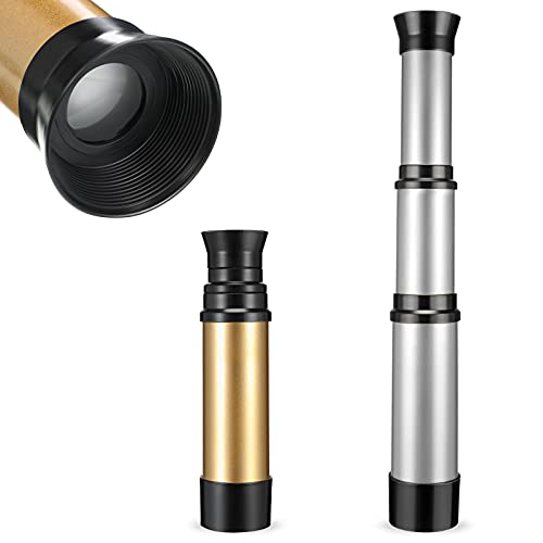 Xuhal 2 Pieces Pirate Telescope Spyglass Pirate Telescope Toys Kids Vintage Mini Toy for Party Favor Supplies Halloween Decoration, Silver and Gold