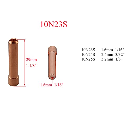 Image of RIVERWELD TIG Stubby Gas Lens Collet Bodies 10N 4GL 4C Short Wedge Collets | Champagne Ceramic Nozzle H Type 53NAHCN Screen 53NAbSP3 for SR WP 17 18 26 TIG Welding Torch 43pcs