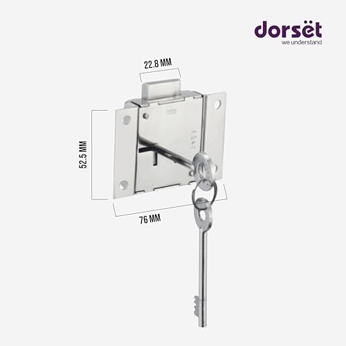 Image of Dorset Switch Wardrobe Furniture Lock | 6 Levers Universal Lock for Cabinet, Drawer and Cupboards | 2 Lever Keys, 25 mm, Nickel Finish | AL408NI