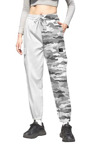 Image of Cromoncent Girls&Womens Cargo Pants Elastic Waist Lightweight Outdoor Jogger Pants, 6 Years - XX-Large