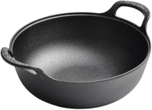 Riazdiw 鋳鉄インゴットポット肥厚両耳シチューポットスープポットユニバーサル家庭用ノンスティックポット鋳鉄ポット小さな中華鍋フライパン (32CM)