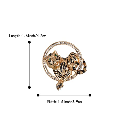Image of BriLove Austrian Crystal Rhinestone Tiger Brooches for Women