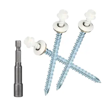 Metal Roofing Screws 10 x 3 inch, Brite White Hex Head Sheet Metal Roof Screw with EPDM Washer for Corrugated Roofing (250Pcs)