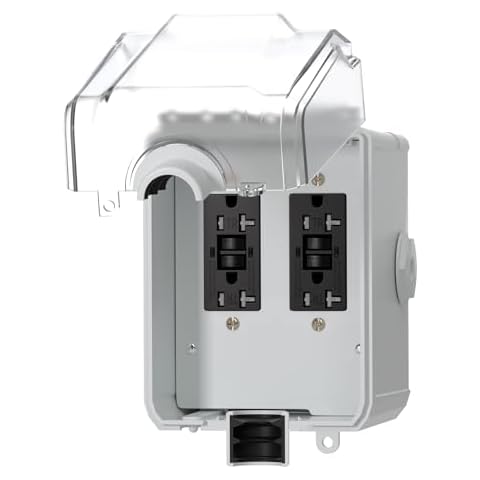 STARELO 20Amp Outdoor Electrical Outlet Box, Dual 5-20R WRTR GFCI Sockets, Outdoor Dust and Rain Resistant and Rust Resistant, Suitable for Power Plugs for Lights, etc.UL,Listed. Cover