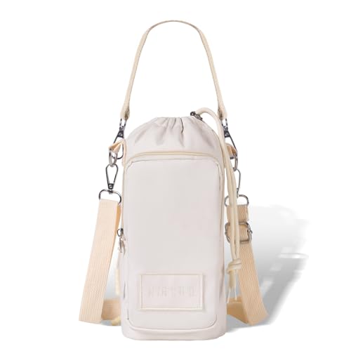 Nircho Bolsa de transporte para botella de agua con correa para el hombro, soporte aislado para botella de agua de 300 a 1200 ml con bolsillo, bolsa cruzada para botella de agua para caminar,