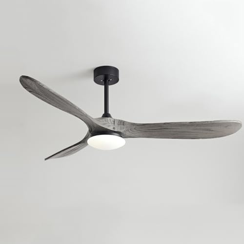 Ventilador de Techo con luz de 52' para Sala de Estar, con 3 aspas de Madera Reversibles, luz Blanca, lámpara Grande para Dormitorio, Comedor, Patio.