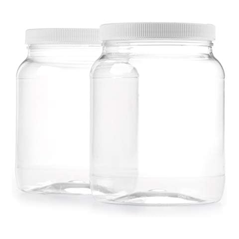 Half Gallon Plastic Jar w/Airtight Leakproof Lid - Dishwasher Safe - USDA Certified - Sun Tea, Fermentation, Food Storage, 2PK Cover
