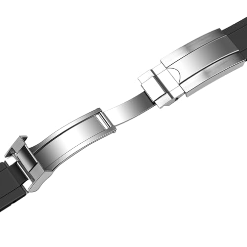 Juntan 20mm 22mm Curved End Rubber Watch Band, Tapered Silicone Curved Replacement Watch Strap for Men Women with Classic Diving Buckle