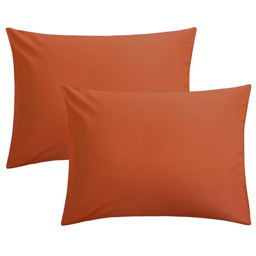 FLXXIE Microfiber Pillow Cases Standard Size, Soft Pillowcases with Envelope Closure, Wrinkle, Stain Resistant Pillow Covers, 20x26, Burnt Orange