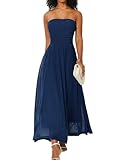 DRESSTELLS Women's Cocktail Dresses, Strapless Long Formal 2025 Wedding Guest Modest Summer Mesh Homecoming Prom Evening Gown Navy S
