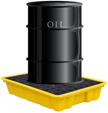 Heavy-Duty Modular Spill Containment Platform - Leak-Proof Plastic Sump Tray, Non-Slip Stackable Pallet for Industrial Use, 49x35x9cm, Ideal for Hazardous Material Storage