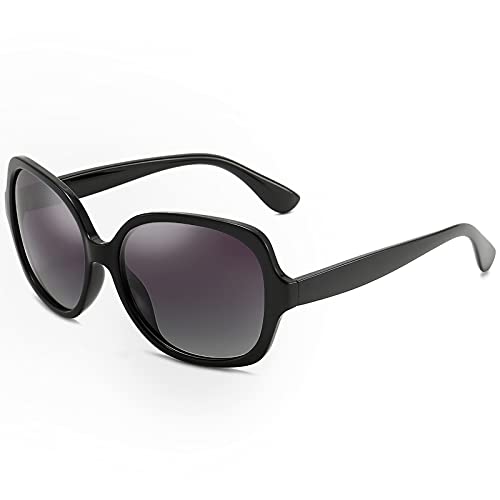 Dollger Oversized Square Polarized Sunglasses For Women UV Protection Big Sunglasses Vintage Large Shades for Ladies Black