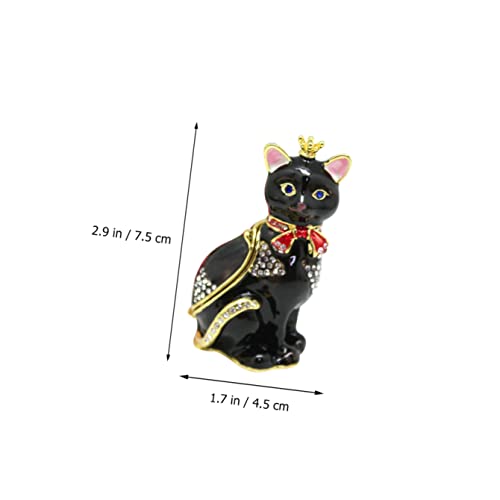 Zerodeko 5Pcs Box Chest Necklace Enamel Girls Black Hinged Kitten Trinket Decorative Painted Hand Gift Small Ring Organizer Collectibles Case Enameled Holder Countertop Ornament Cat #TOP7