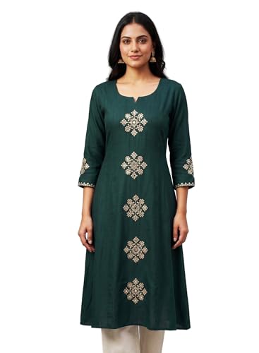 Kurta brodé en rayonne flammée Ladyline | Haut ethnique manches 3/4
