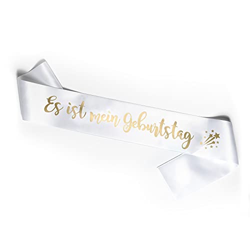 OMISS Schärpe in Weiß und Gold - Es ist Mein Geburtstag - Seien Sie der Schönste für Ihren Geburtstag Cover