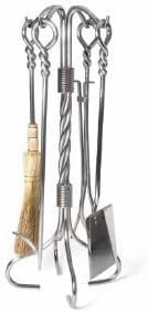 Napoleon 5-Piece Satin Nickel Plated Open Center Wrought Iron Fireplace Tool Set