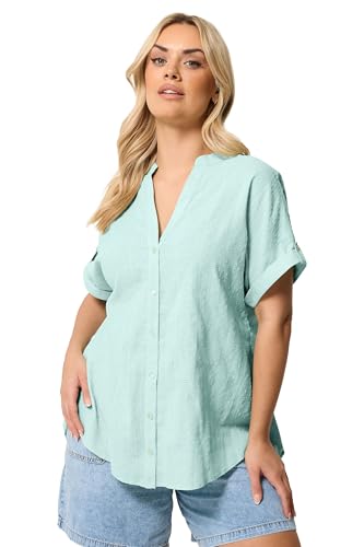 Image of Yours Curve Sage Green Dobby Textured Blouse - Women's - Plus Size Curve