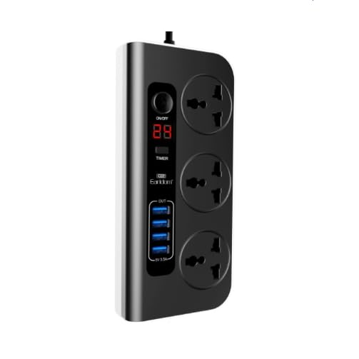 DrPhone SocketPro - Multiprise universelle - Interrupteur Marche/Arrêt - 4 x Sorties USB - Avec écran LED - Prise UE -