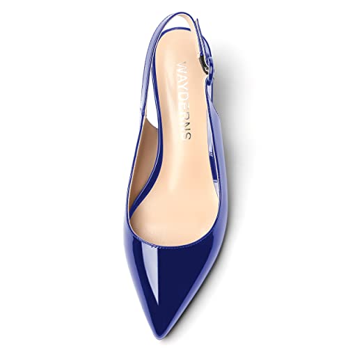 WAYDERNS Women's Pointed Toe Patent Slingback Buckle Wedge Low Heel Pumps Cute Evening Dress Shoes 2 Inch3