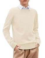 Arshiner Strickpullover für Jungen Langarm Herbst Winter Junge Basic Einfarbig Pullover Schooluniform Stricken Sweater Langarmshirt für Kinder Rundhals Beige 150