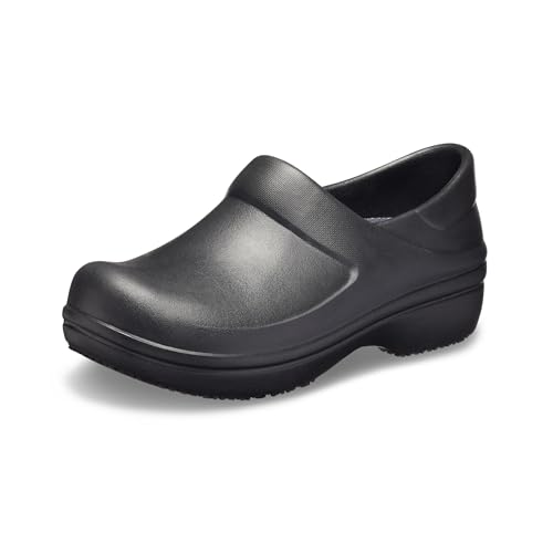 Crocs Women's Neria Pro II Work Clogs | Enclosed Toe | Slip Resistant | All Day Comfort, Black, 8