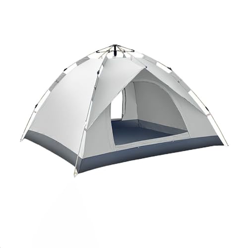 テント キャンプ用 ワンタッチ式 2〜3人用 5秒で開く組み立て不要 銀コーティングUV高遮光日焼け防止 3000mm耐水圧防風防水強靭素材 四面メッシュ通気性蚊除け 超軽量携帯収納袋 キャンプ、ピクニック、登山、防災用四季対応 (ホワイトミドルの2ドア単
