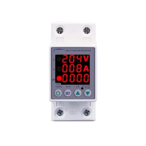 TOVPD1-60-EC VA Kwh Dual Display Adjustable Over and Under Voltage Current Protection Device Protector Relay DIN Rail 40A 63A 80A 100A 220V 230V(L N 230V 40A)