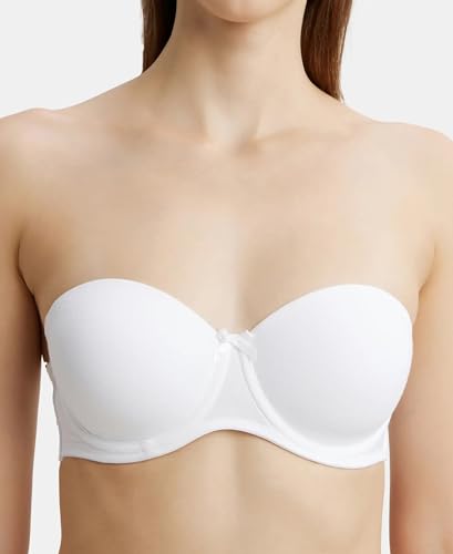 Image of Jockey FE52 Women's Under-Wired Padded Super Combed Cotton Elastane Stretch Full Coverage Multiway Styling Strapless Bra with Ultra-Grip Support Band