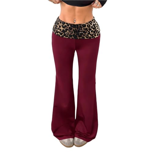 Flare Yoga Pants for Women Leopard Print Elastic Waist Wide Leg Leggings - image 1