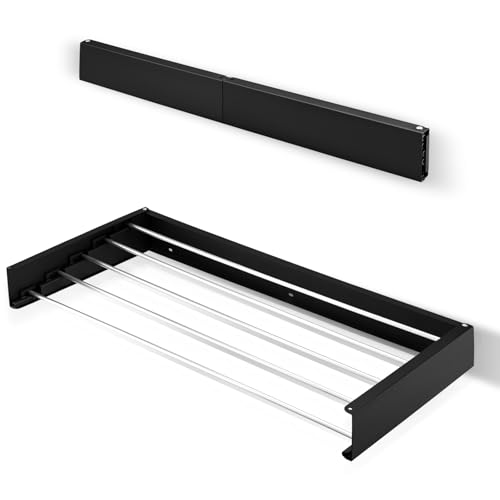 GJCrafts Tendedero, Tendedero retráctil de Pared de 80 cm, Tendedero Plegable para Interiores y Exteriores, diseño Compacto y conciso, Ahorro de Espacio
