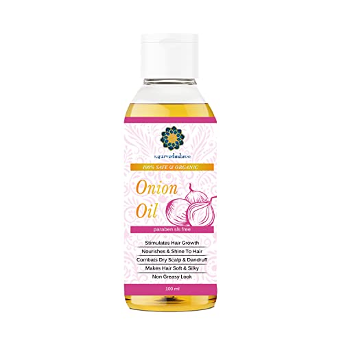 AYURVEDASHREE Red Onion Hair Oil For Hair Regrowth & Hair Fall with Black Seed Oil, Coconut Oil, Almond Oil & Sesame Oil | Intensive Hair Fall Dandruff Treatment- 100 Ml 3.38 fl oz.