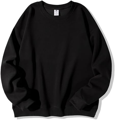 （21:00時点） [AOY] トレーナー メンズ 長袖 【定番デザイン×オーバーサイズで旬のこなれ感！5サイズ・14色展開】 スウェット 長袖Tシャツ クルーネック ゆったり 大きいサイズ 着瘦せ インナー カジュアル シンプル 無地 おしゃれ プルオーバー トップス 通勤通学 (XL,ブラック)