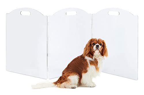 Dog Gate for The House Clear Acrylic Pet Gate for Dogs Freestanding Dog Gates for Doorways Folding Free Standing Puppy Doggy Cat Fence for Inside Dog Barriers for Home 3 Panel