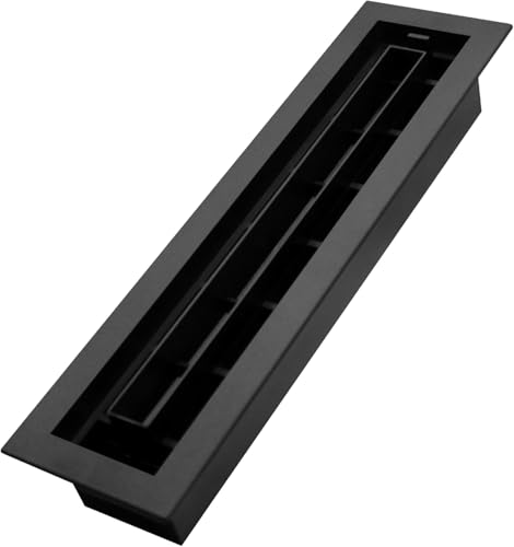 Inte-Grates Drop-in Matching Floor Register - 2x12 Inch Floor Vent Cover Fits 2x12 Floor Vent Opening Matching Flooring Insert Tray Airflow Control Lever Textured Black (IGFPD212-BLK)